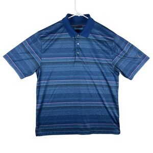 PGA‎ Tour Polo Shirt Mens Large Striped Golf Performance Lightweight Polyester